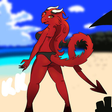 red dragon girl standing